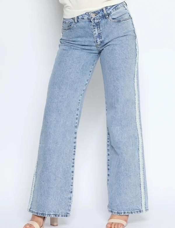 Queen Hearts | Wide leg jeans bies W3777 Blauw