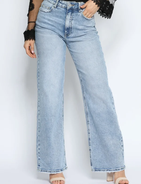 Queen Hearts | Wide leg, Straight jeans W3723 STRE Blauw