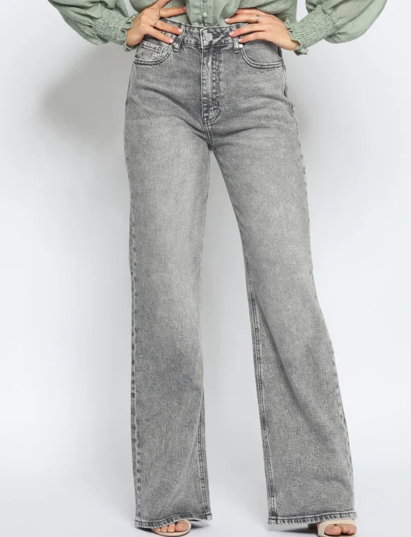 Queen Hearts | Wide leg, Straight jeans W3557 STRETCH Grijs