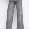 Queen Hearts | Wide leg, Straight jeans W3552 MID Donkergrijs
