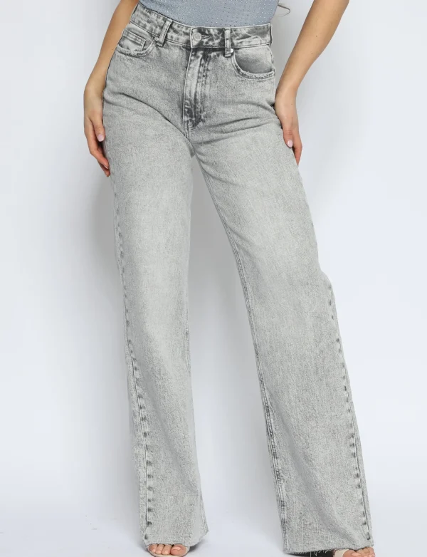 Queen Hearts | Wide leg, Straight jeans W3636 TALL Lichtgrijs