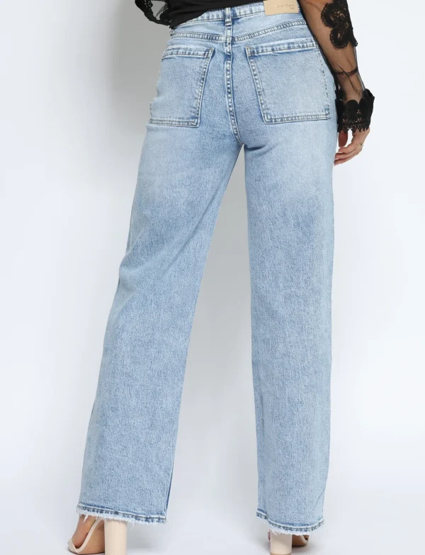 Queen Hearts | Wide leg, Straight jeans W3723 STRE Blauw