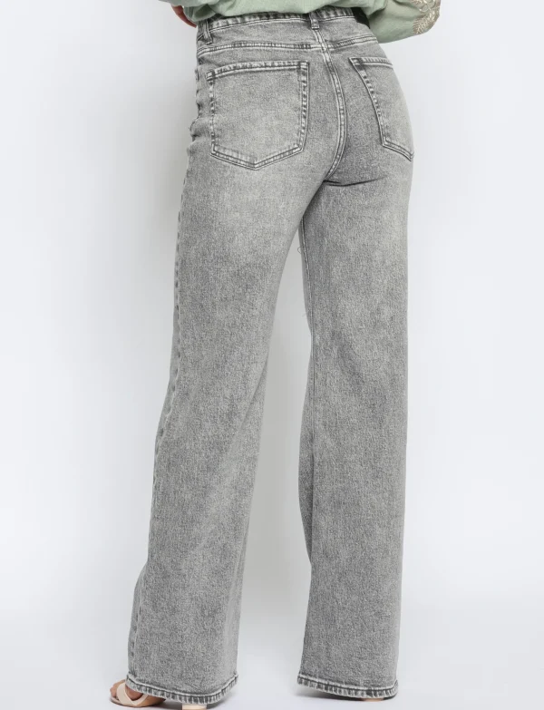 Queen Hearts | Wide leg, Straight jeans W3557 STRETCH Grijs