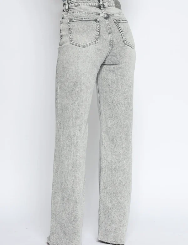 Queen Hearts | Wide leg, Straight jeans W3636 TALL Lichtgrijs