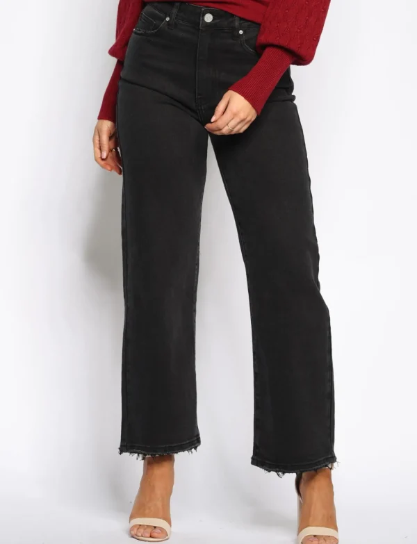 Queen Hearts | Wide leg, Straight jeans W3626 Zwart
