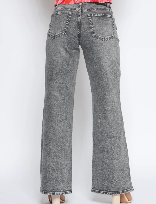 Queen Hearts | Wide leg, Straight jeans W3552 MID Donkergrijs