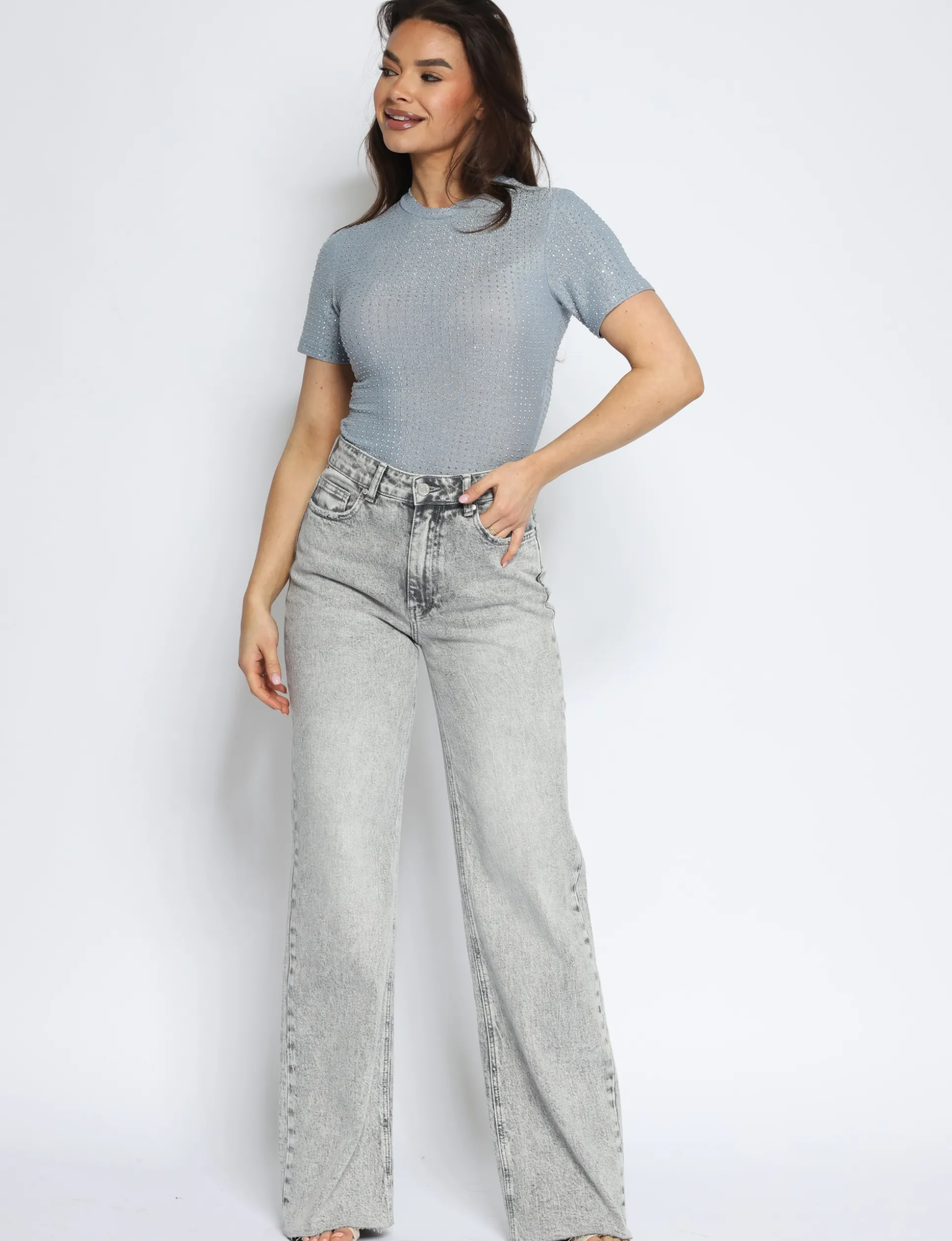 queen_hearts__wide_leg_st_2.webp Queen Hearts | Wide leg, Straight jeans W3636 TALL Lichtgrijs