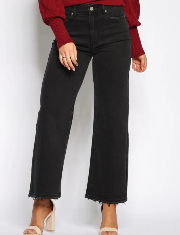 Queen Hearts | Wide leg, Straight jeans W3626 Zwart