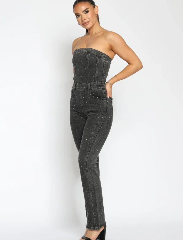 Strapless jumpsuit Shae Donkergrijs