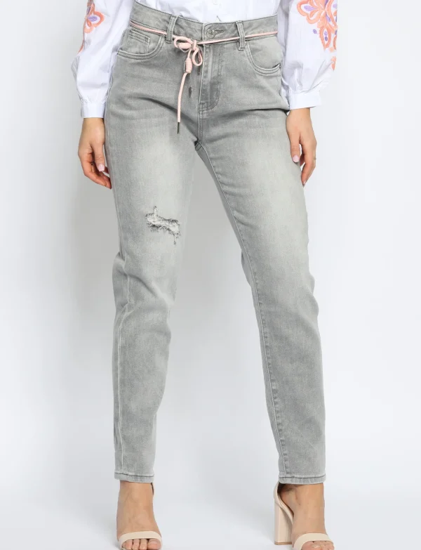 Toxik | Mom jeans met riem H2715 Grijs
