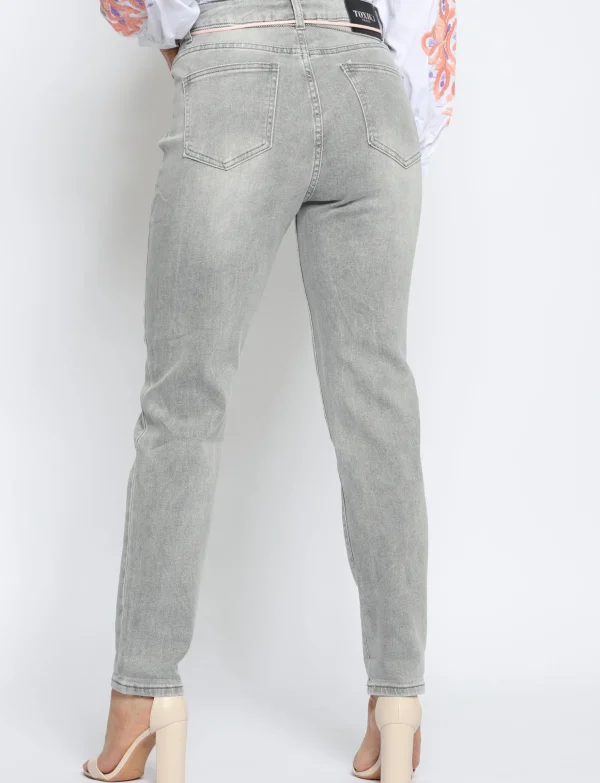 Toxik | Mom jeans met riem H2715 Grijs