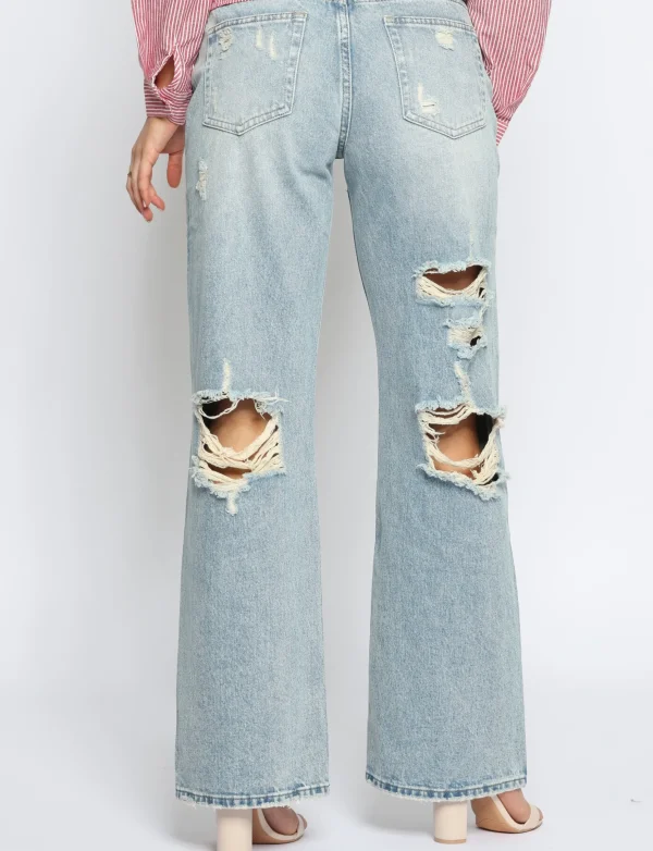 Toxik | Wide leg jeans, Ripped back L21421 Blauw