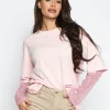 T-shirt met paillet mouw Mimi Lichtroze
