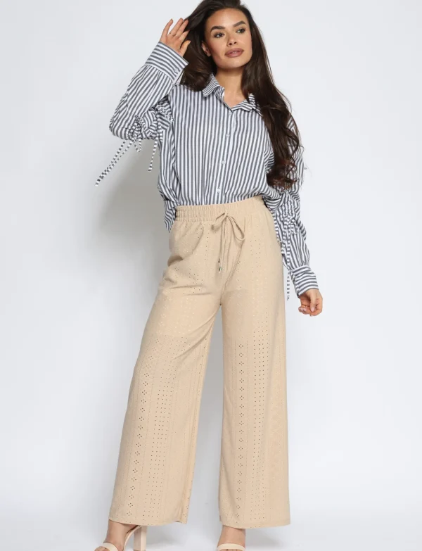 Wijde broek Beverly Zand