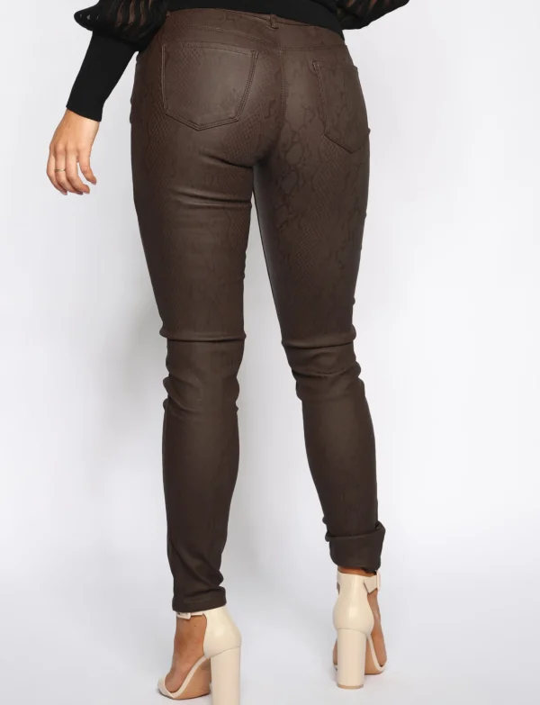 ZAC & ZOE | Coated skinny broek B3271 Bruin